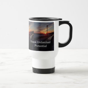 Inspiring Sunset colorful travel mug design
