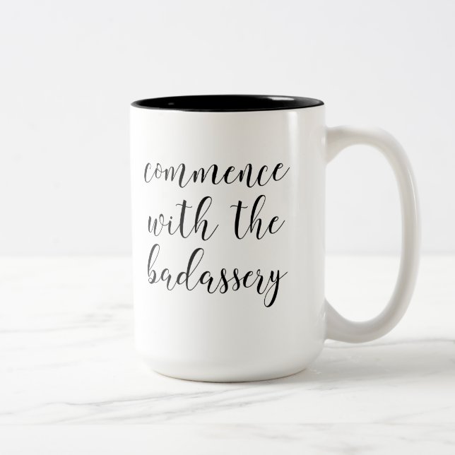 Inspiring Typography to Start Your Day Two-Tone Coffee Mug (Right)