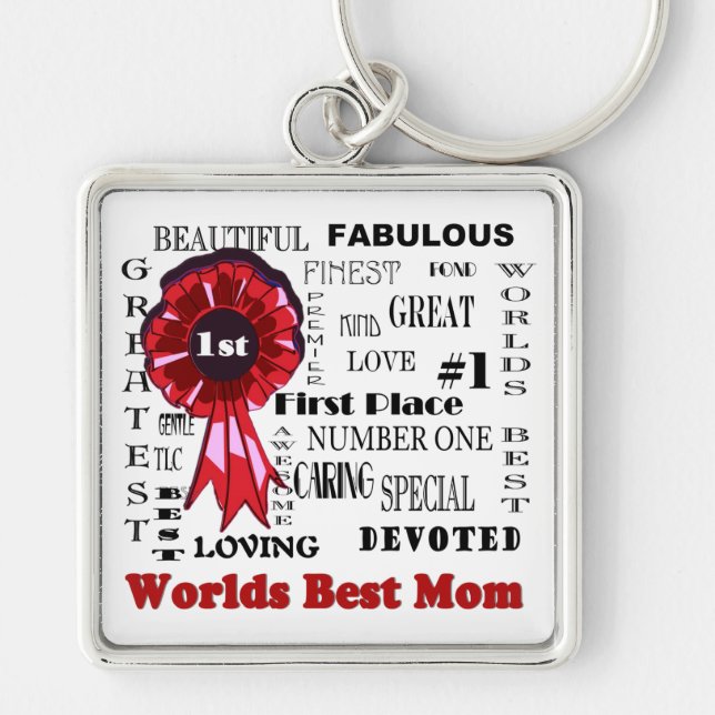 Inspiring Word Collage Worlds Best Mom Key Ring (Front)