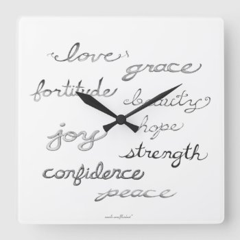 Inspiring Words Wall Clock (without Numbers) by FluidArt at Zazzle
