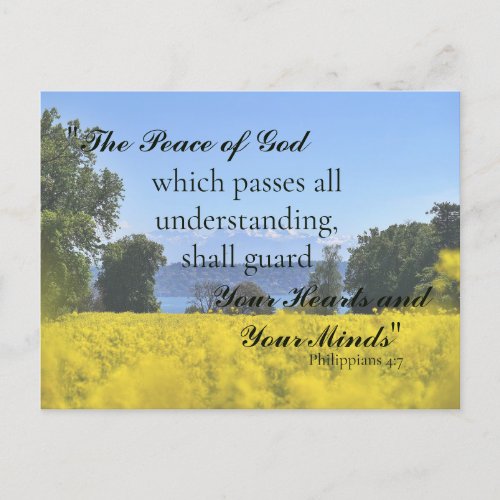 Inspiring Yellow Flower Meadow Hill Lake Sympathy Postcard