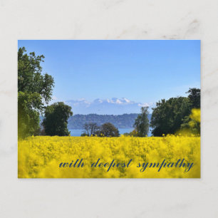 Inspiring Yellow Flower Meadow Hill Lake Sympathy Postcard