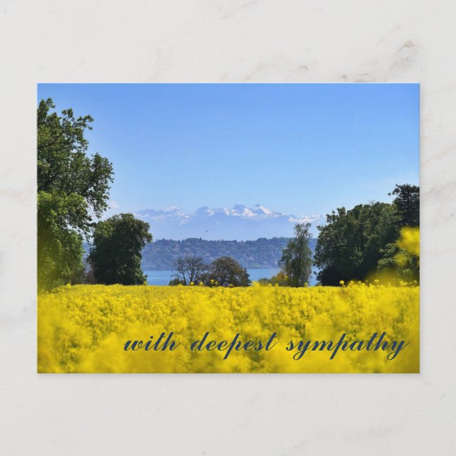 Inspiring Yellow Flower Meadow Hill Lake Sympathy  Postcard (Front)