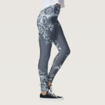 Inspirit Blue Leggings<br><div class="desc">The design for these leggings was inspired by an extremely stained and damaged platter. The original floral pattern of brown ink on white porcelain was masked by the overall staining due to years of use. "Inspirit" means to encourage or elate, and that is what these leggings do for that beautiful,...</div>
