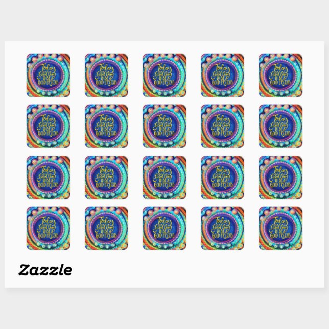 Inspirivity Be a Good Friend Fun Trendy Blue Square Sticker (Sheet)