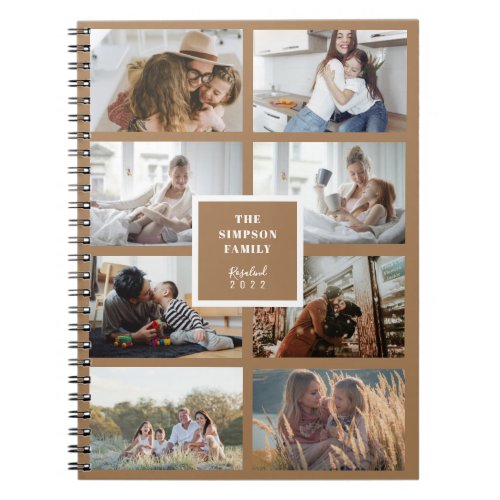 INSTA Family Photo Collage Light Brown Notebook