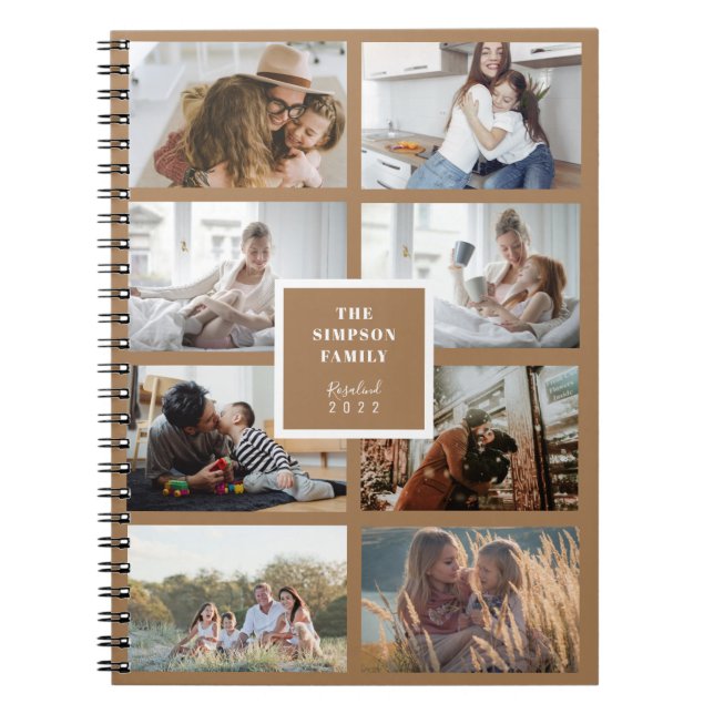 INSTA Family Photo Collage Light Brown Notebook (Front)