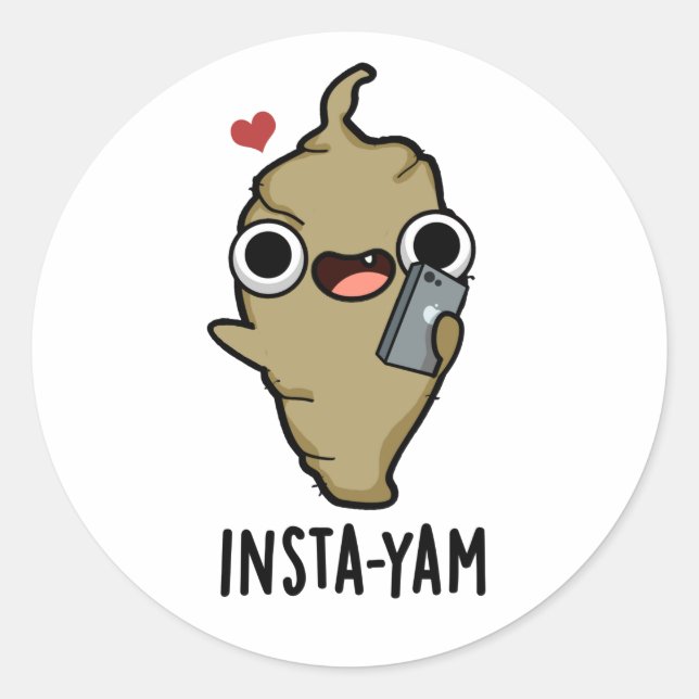 Insta-yam Funny Social Media Veggie Pun  Classic Round Sticker (Front)