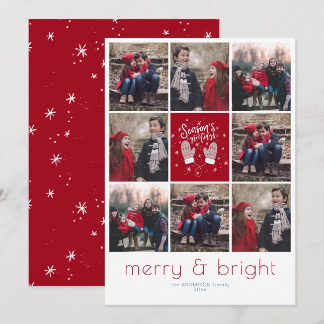 Instafriendly 8 Grid Christmas Holiday Card (Front/Back)