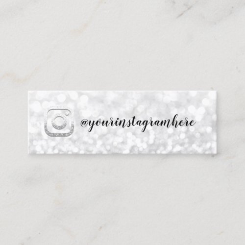 Instagra Social Media Logo Event Blog Gray Glitter Mini Business Card