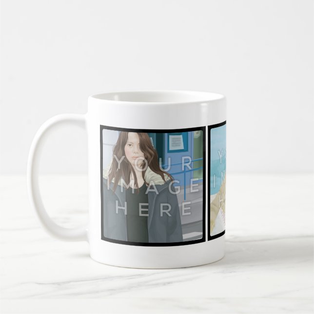 Instagram 3 Photo Customizable Classic Mug Designs (Left)