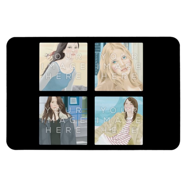 Instagram 4 Photo Personalized Flexi Magnet Design (Horizontal)