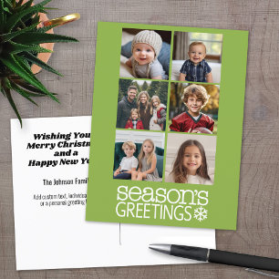 Instagram 6 photo collage - lime background holiday postcard