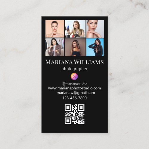instagram 6 photos collage qr code black business card