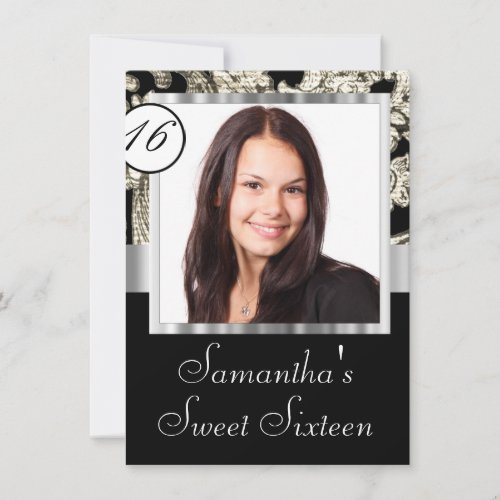 Instagram and damask sweet sixteen invitation