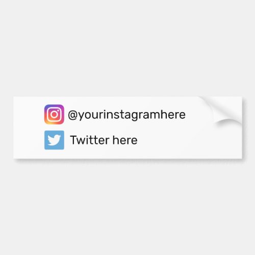 Instagram and Twitter Social Media Bumper Sticker