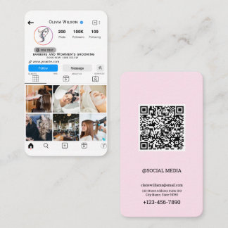 Instagram Beauty Salon Hair & Cosmetic Business Card