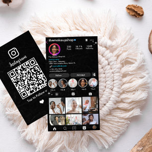 Instagram Black Hair Stylist Social Media Business Card