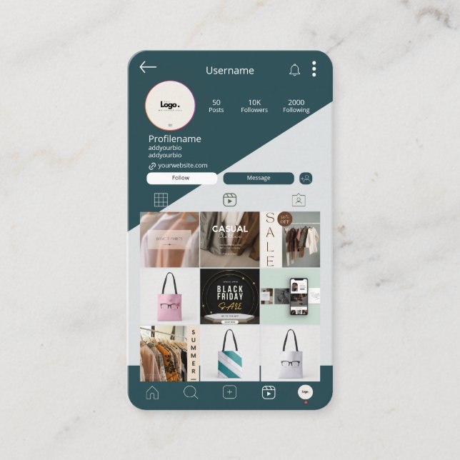 Instagram Business Card QR Code Business Card (Front)