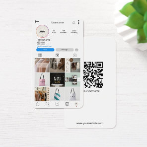 Instagram Business Card QR Code White Busines Card