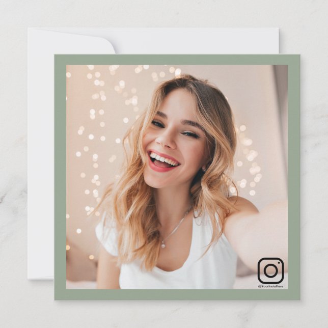 instagram business social media modern Sage Green Invitation (Front)