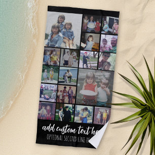 Instagram Collage - 18 photos script - Black White Beach Towel