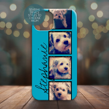 Instagram Collage - 4 Photo Film Strip With Blue Iphone 13 Case by icases at Zazzle