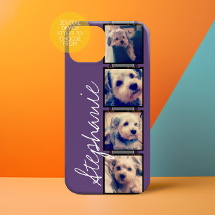 Instagram Collage - 4 photos purple background iPhone 15 Case