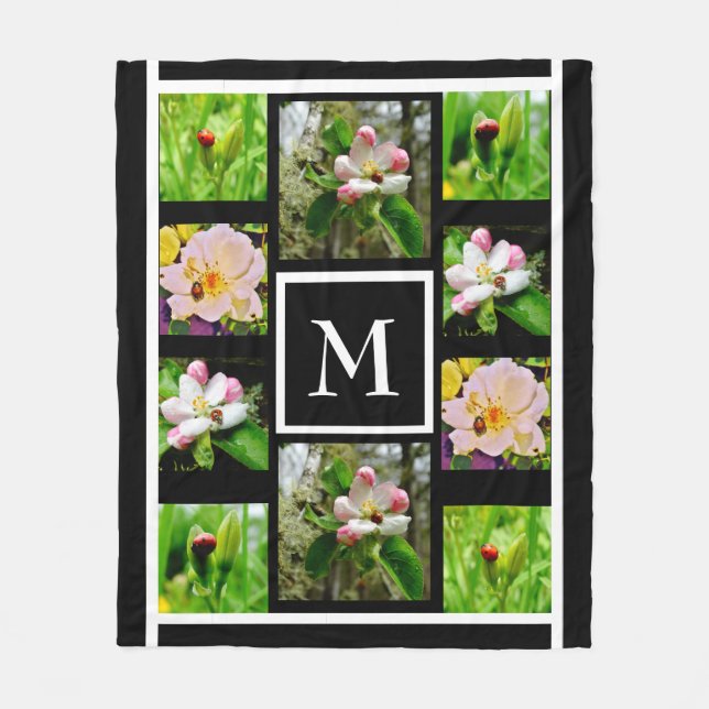 Instagram collage your pictures custom monogram fleece blanket (Front)