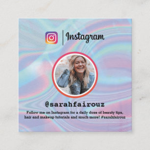 Instagram Colorful Photo Trendy Holographic Calling Card