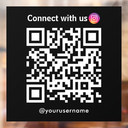 Instagram Connect With Us Qr Code Black Window Cling