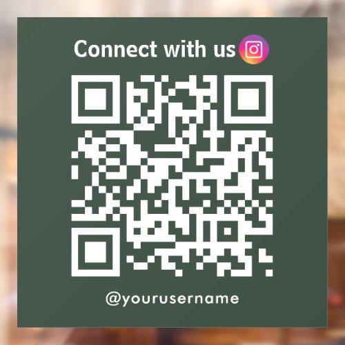 Instagram Connect With Us Qr Code Forest Green Window Cling