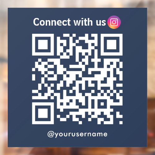 Instagram Connect With Us Qr Code Navy Blue Window Cling