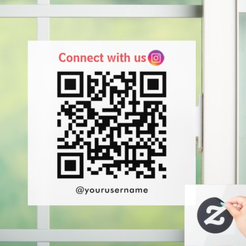 Instagram Connect With Us Qr Code White Window Cling