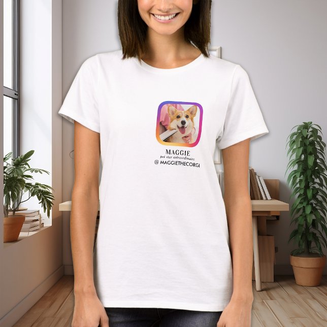 Instagram Custom Photo Social Media Pet Influencer T-Shirt (Creator Uploaded)