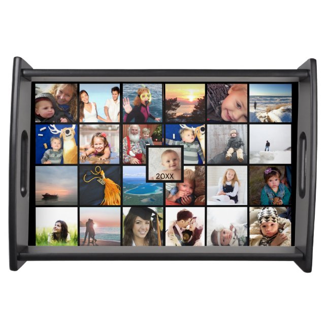 Instagram Custom Your 25 Photo Collage Serving Tray (Front)