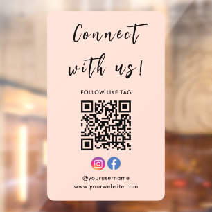 Instagram Facebook Connect With Us Qr Code Blush Window Cling
