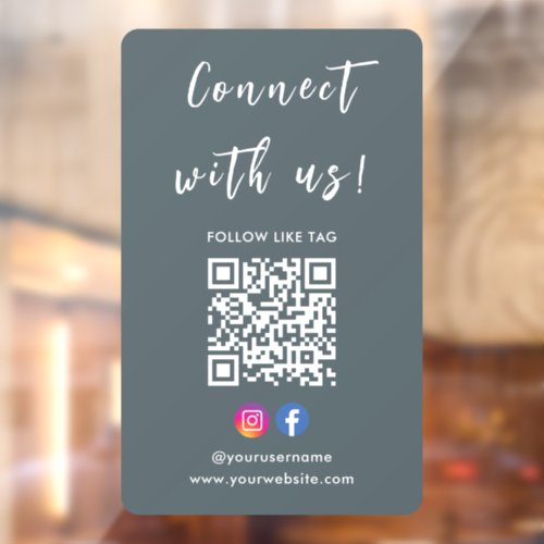 Instagram Facebook Connect With Us Qr Code Grey Window Cling