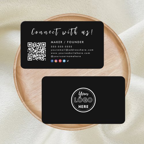 Instagram Facebook Logo Connect with us Black Business Card