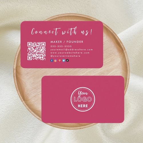 Instagram Facebook Logo Connect with us Hot Pink Business Card