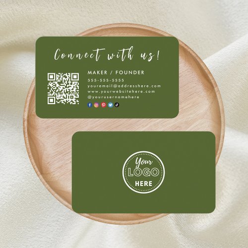 Instagram Facebook Logo Connect with us Moss Green Business Card