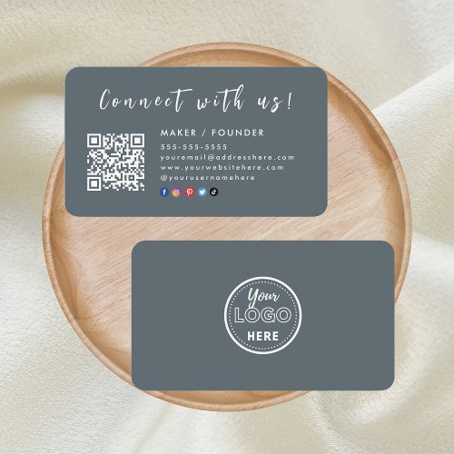 Instagram Facebook Logo Connect with us Navy Business Card