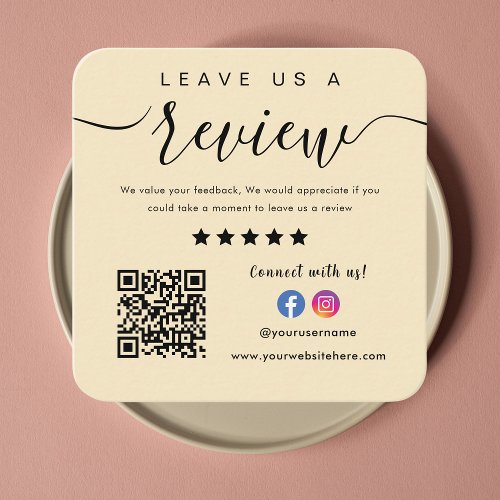 Instagram Facebook Logo Qr Code Leave Us A Review Square Business Card