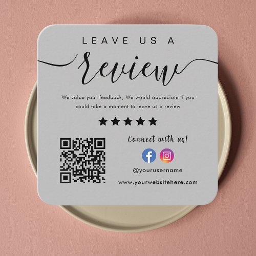 Instagram Facebook Logo Qr Code Leave Us A Review Square Business Card