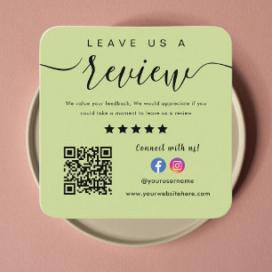 Instagram Facebook Logo Qr Code Leave Us A Review Square Business Card