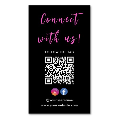 Instagram Facebook Qr Code Connect With Us Business Card Magnet