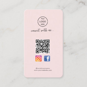 Instagram Facebook QR code Pink business card fo