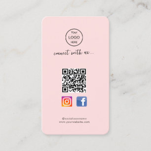 Instagram Facebook QR code Pink business card fo