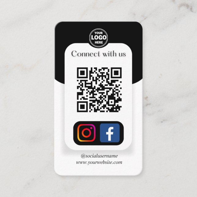Instagram Facebook QR Code | Social Media Business Card (Front)