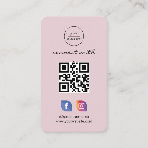 Instagram Facebook QR CodeSocial Media Dusty Rose Business Card